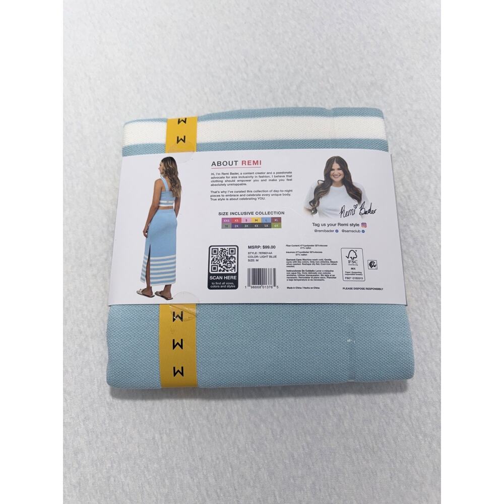 Edited by Remi Bader Women’s Knit Skirt Midi-Length Side Slit Size M Light Blue - Picture 2 of 4
